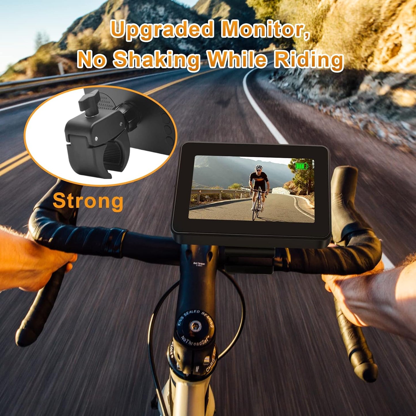 Bike Mirror Camera with 115°Wide Angle, 4.3" HD 1080P Monitor Bike Rear View Mirror, Night Vision Bike Camera for Handlebars, Adjustable Bicycle Mirror for E-Bike,Mountain, Road Bike