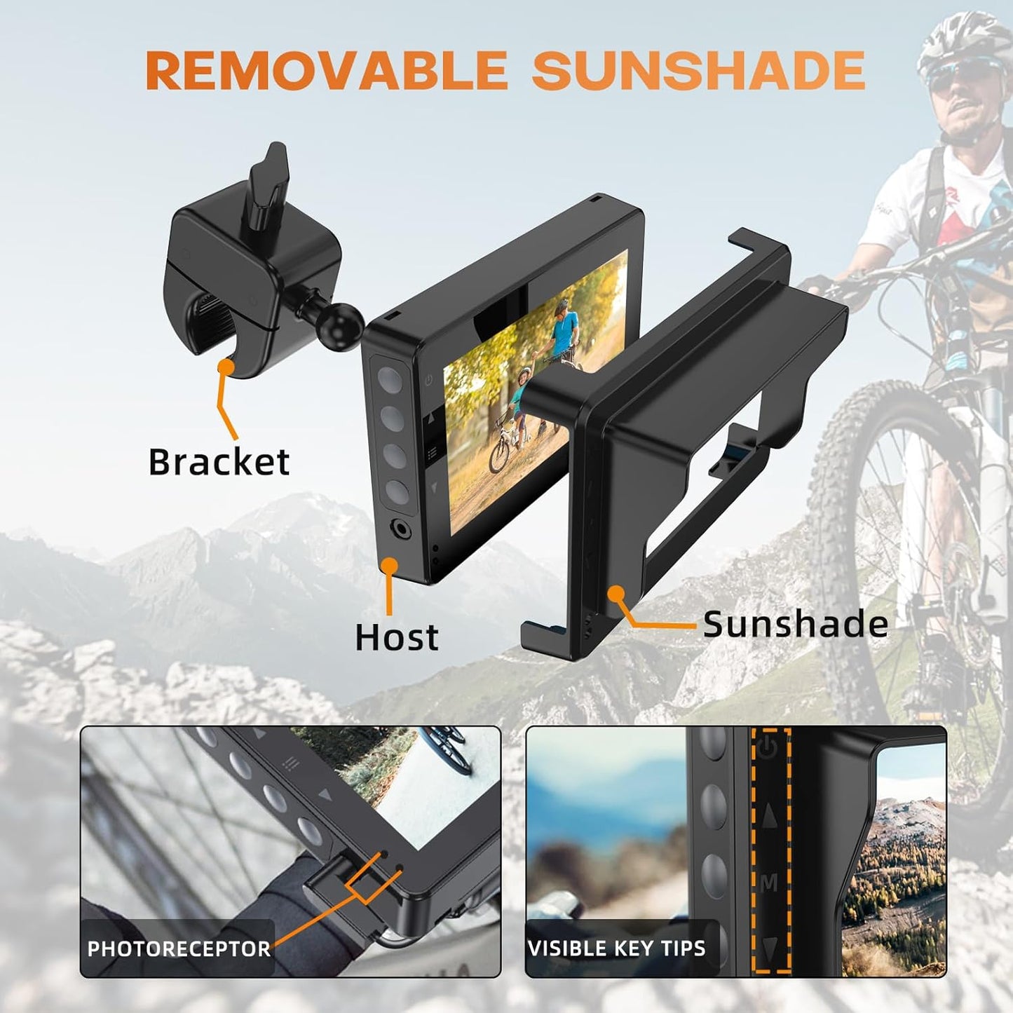 Bike Rear View Camera, Bicycle Mirror Camera Bulit in 8000mAh Rechargeable Battery,4.3" HD 1080P Monitor Bicycle Rear View Mirror Camera for E-Bike,Mountain, Road Bike